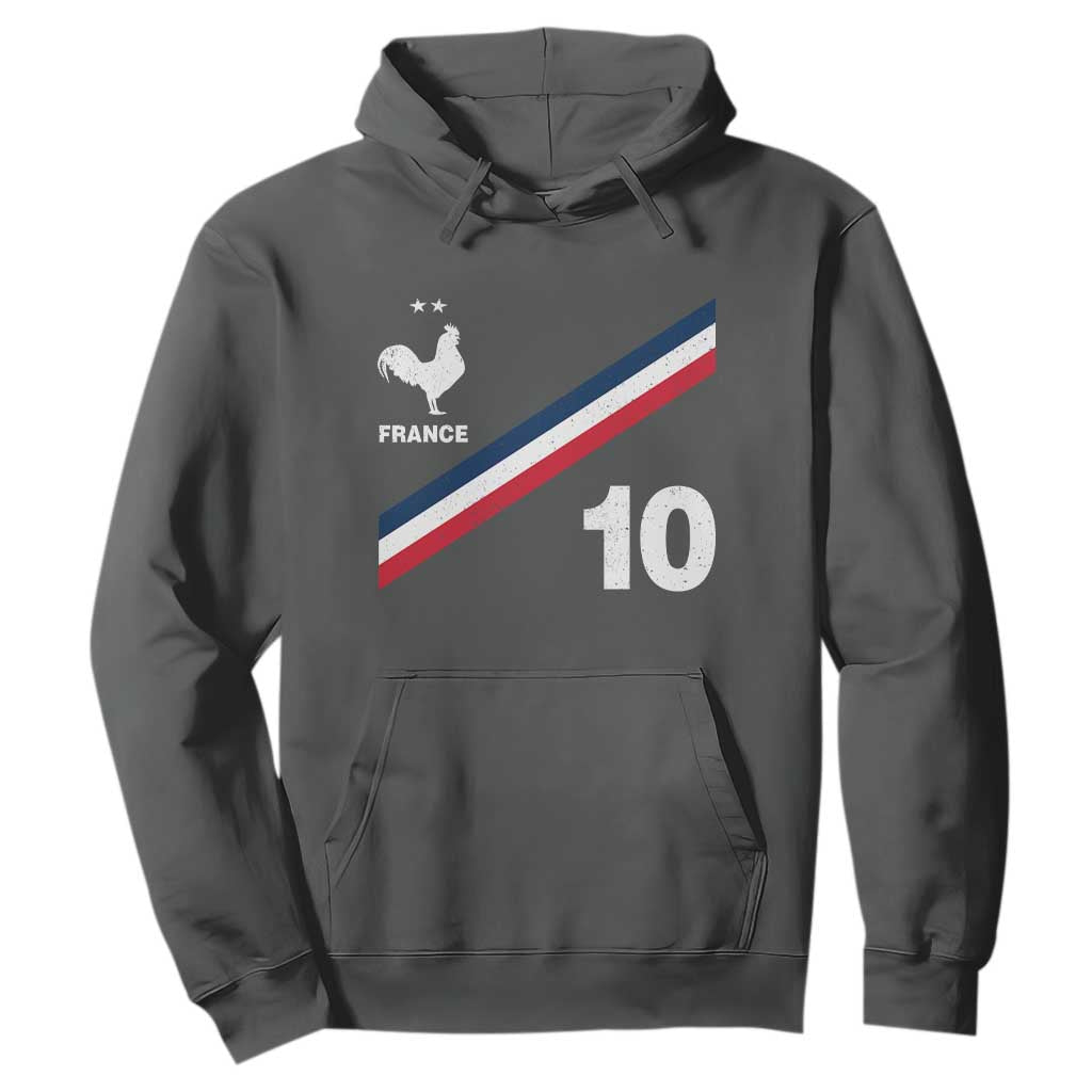 France Football Coq Hoodie French Flag Stripes Number 10 Athletic Soccer National Pride