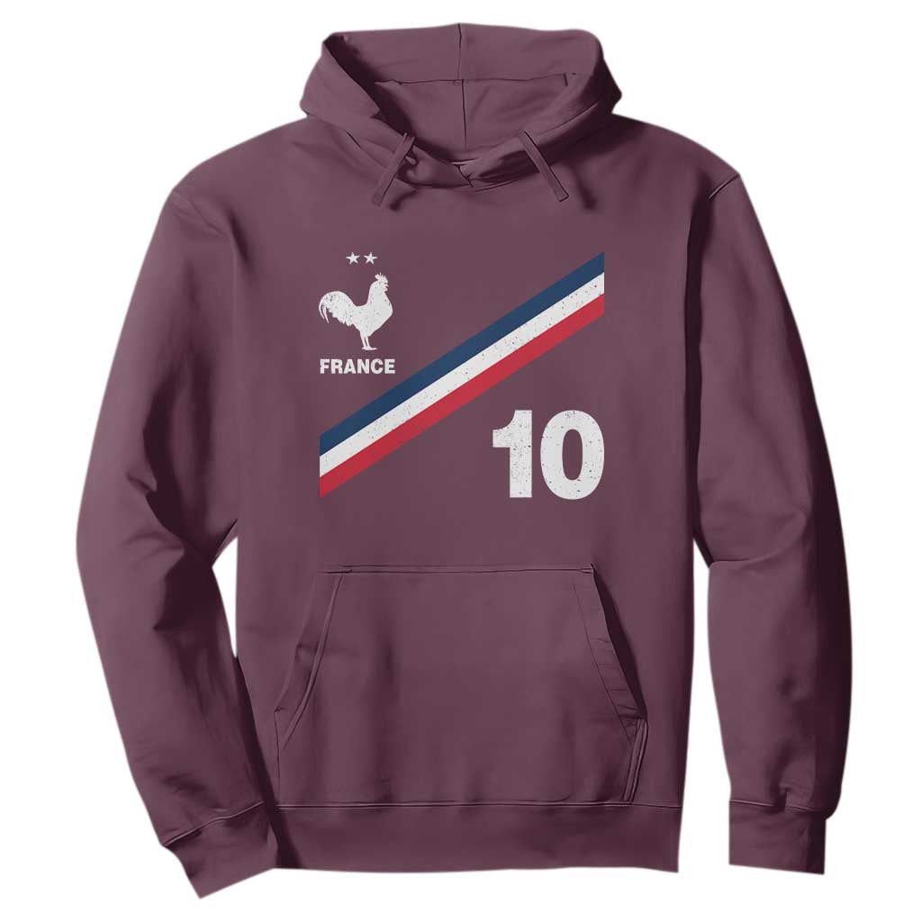 France Football Coq Hoodie French Flag Stripes Number 10 Athletic Soccer National Pride