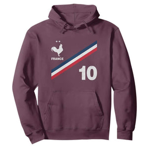 France Football Coq Hoodie French Flag Stripes Number 10 Athletic Soccer National Pride