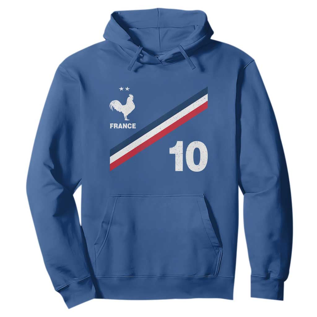 France Football Coq Hoodie French Flag Stripes Number 10 Athletic Soccer National Pride