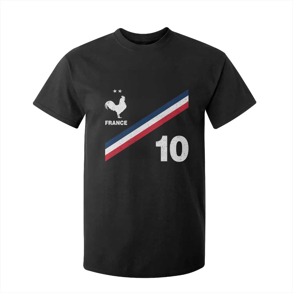 France Football Coq T Shirt For Kid French Flag Stripes Number 10 Athletic Soccer National Pride