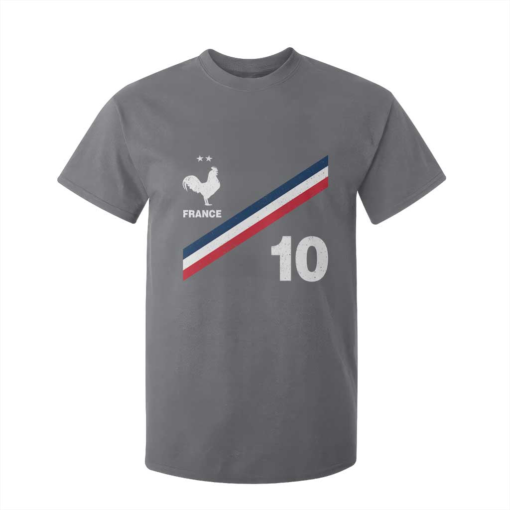 France Football Coq T Shirt For Kid French Flag Stripes Number 10 Athletic Soccer National Pride
