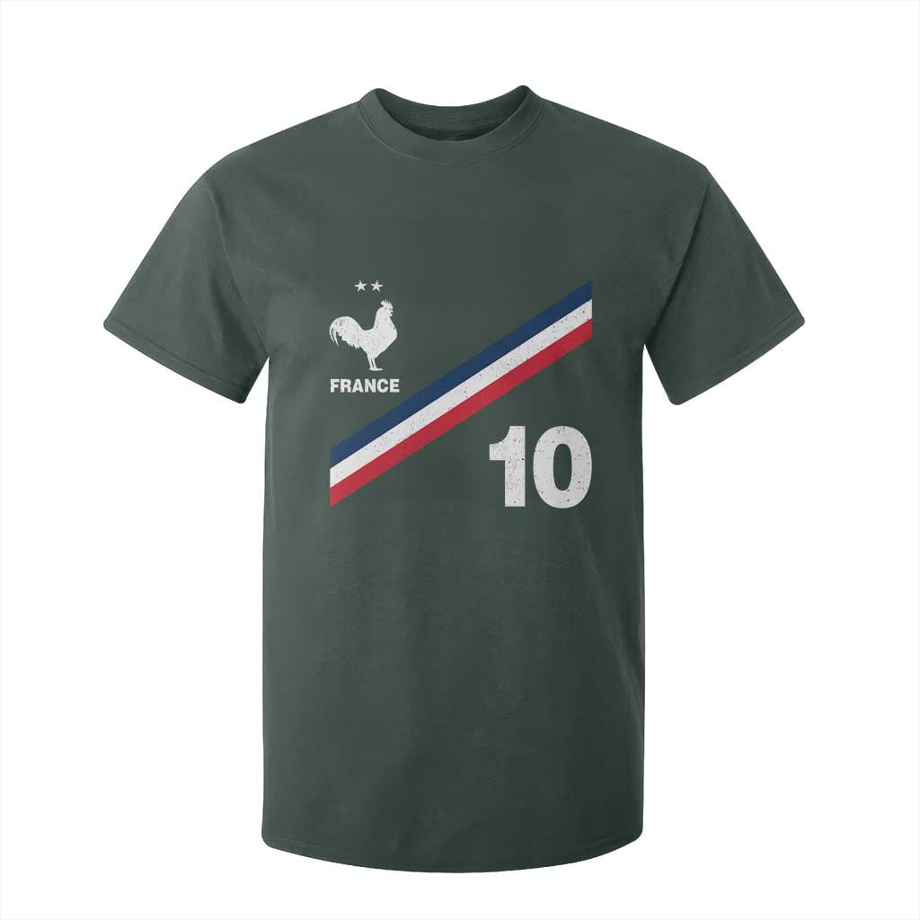 France Football Coq T Shirt For Kid French Flag Stripes Number 10 Athletic Soccer National Pride