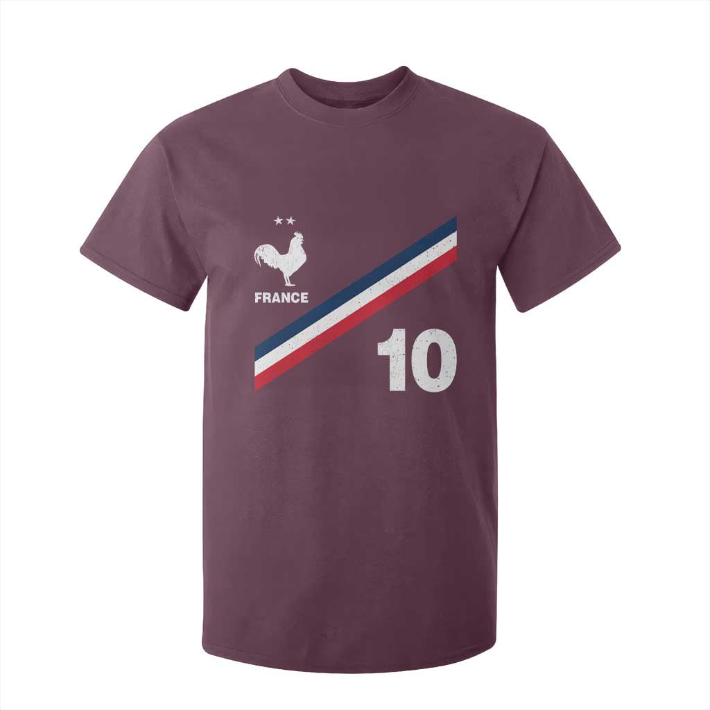 France Football Coq T Shirt For Kid French Flag Stripes Number 10 Athletic Soccer National Pride