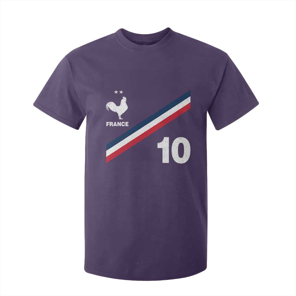 France Football Coq T Shirt For Kid French Flag Stripes Number 10 Athletic Soccer National Pride