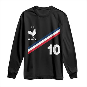 France Football Coq Long Sleeve Shirt French Flag Stripes Number 10 Athletic Soccer National Pride