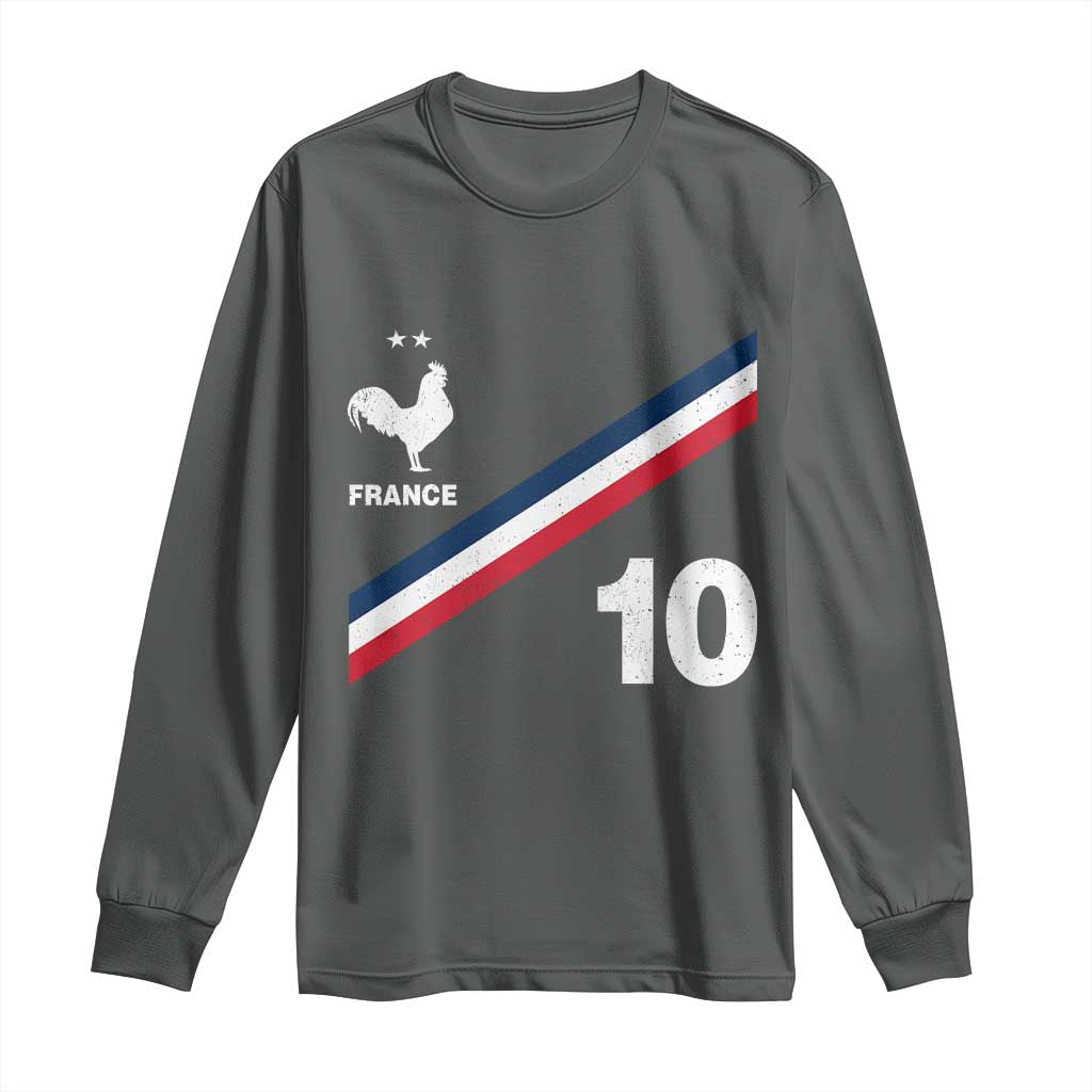 France Football Coq Long Sleeve Shirt French Flag Stripes Number 10 Athletic Soccer National Pride