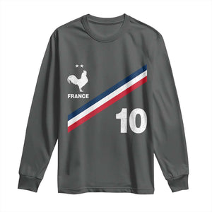 France Football Coq Long Sleeve Shirt French Flag Stripes Number 10 Athletic Soccer National Pride