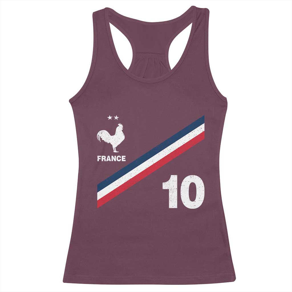 France Football Coq Racerback Tank Top French Flag Stripes Number 10 Athletic Soccer National Pride