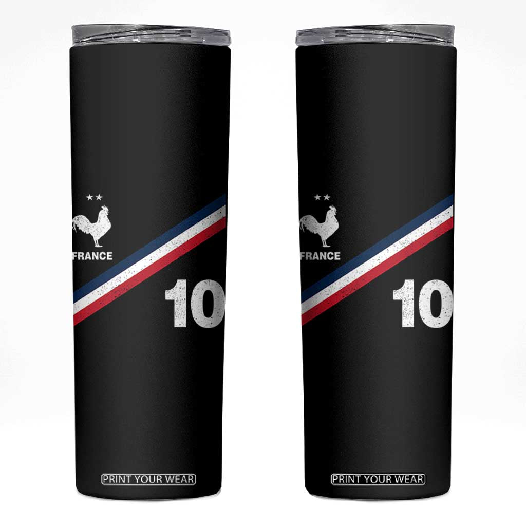 France Football Coq Skinny Tumbler French Flag Stripes Number 10 Athletic Soccer National Pride