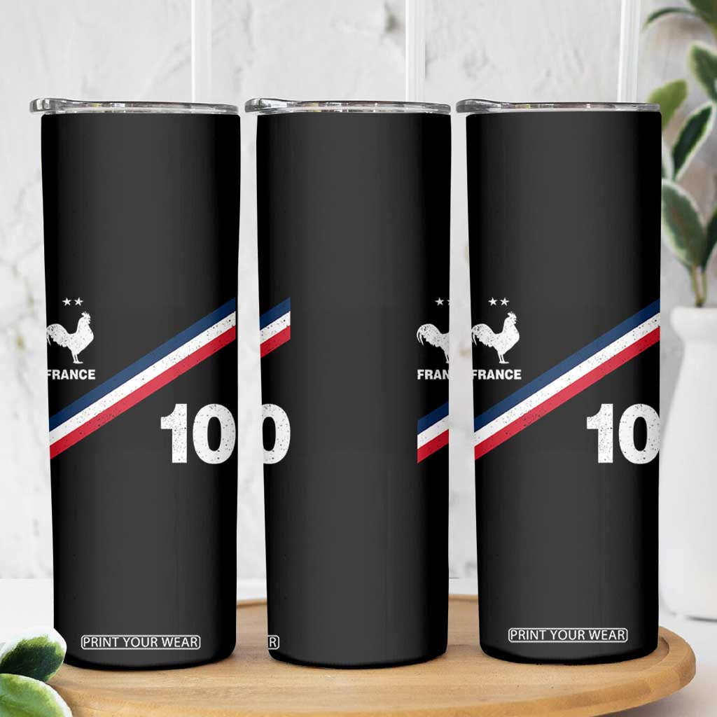 France Football Coq Skinny Tumbler French Flag Stripes Number 10 Athletic Soccer National Pride