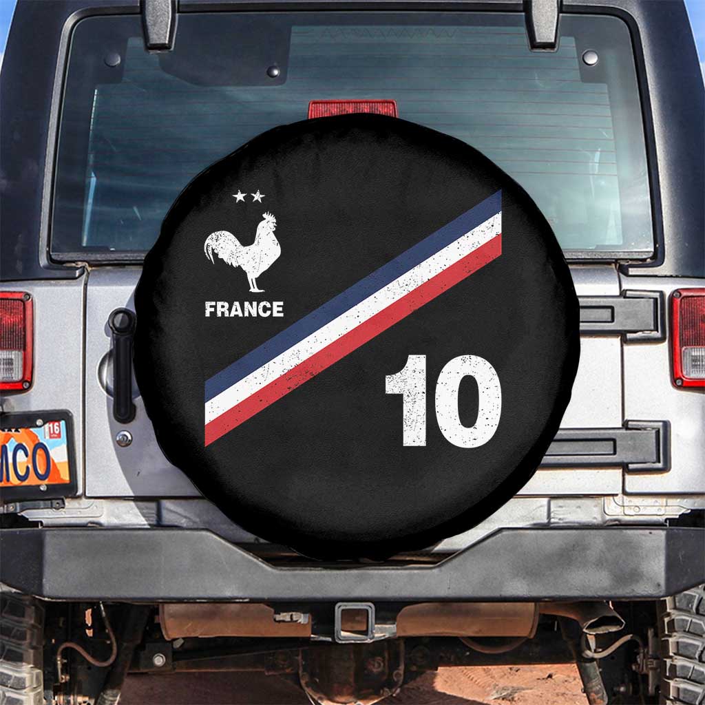 France Football Coq Spare Tire Cover French Flag Stripes Number 10 Athletic Soccer National Pride TS11 No hole Black Print Your Wear