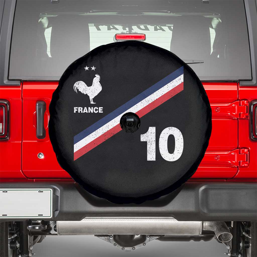France Football Coq Spare Tire Cover French Flag Stripes Number 10 Athletic Soccer National Pride