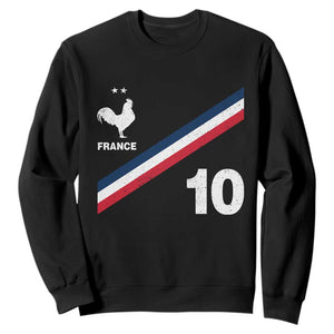 France Football Coq Sweatshirt French Flag Stripes Number 10 Athletic Soccer National Pride