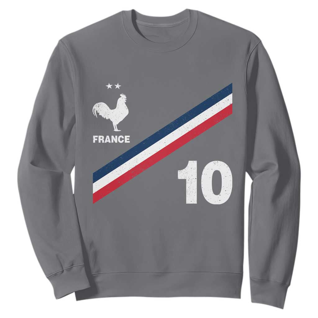France Football Coq Sweatshirt French Flag Stripes Number 10 Athletic Soccer National Pride