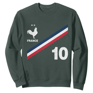 France Football Coq Sweatshirt French Flag Stripes Number 10 Athletic Soccer National Pride