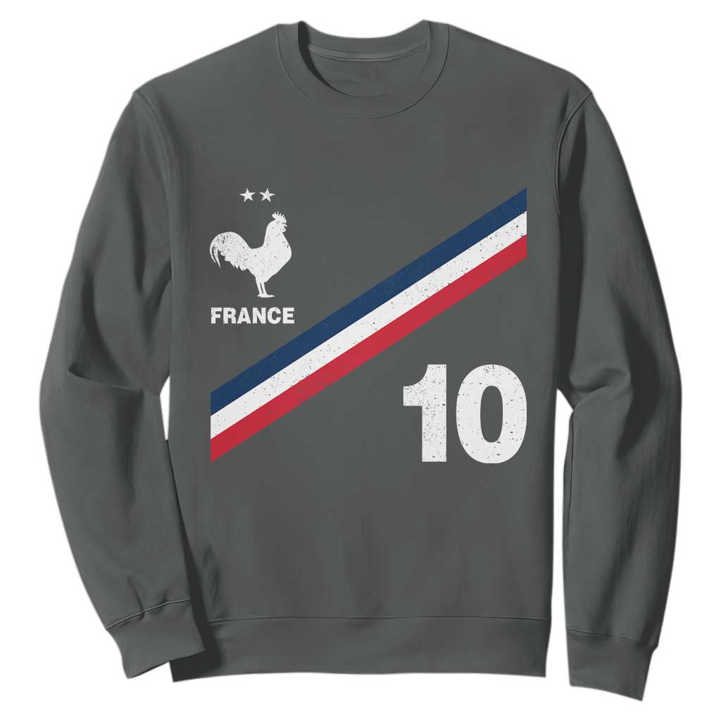 France Football Coq Sweatshirt French Flag Stripes Number 10 Athletic Soccer National Pride