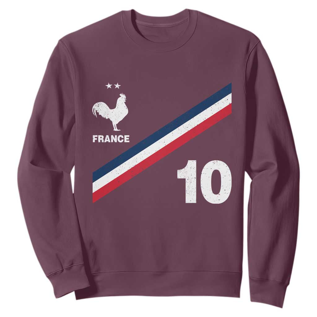 France Football Coq Sweatshirt French Flag Stripes Number 10 Athletic Soccer National Pride