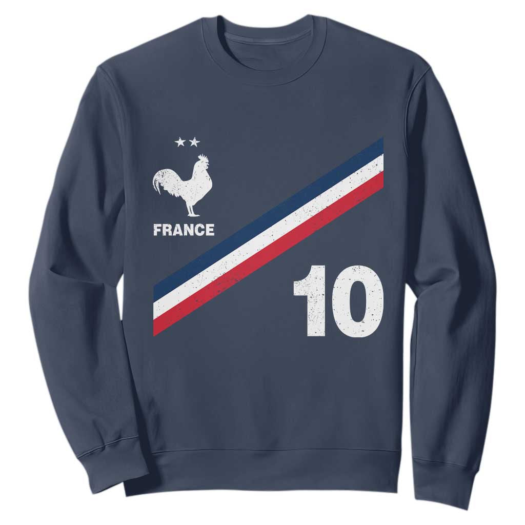 France Football Coq Sweatshirt French Flag Stripes Number 10 Athletic Soccer National Pride