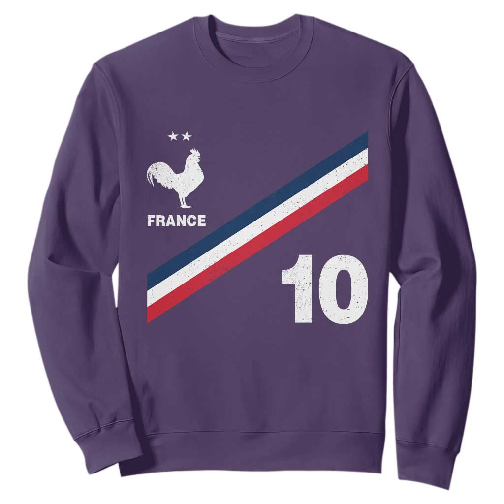 France Football Coq Sweatshirt French Flag Stripes Number 10 Athletic Soccer National Pride