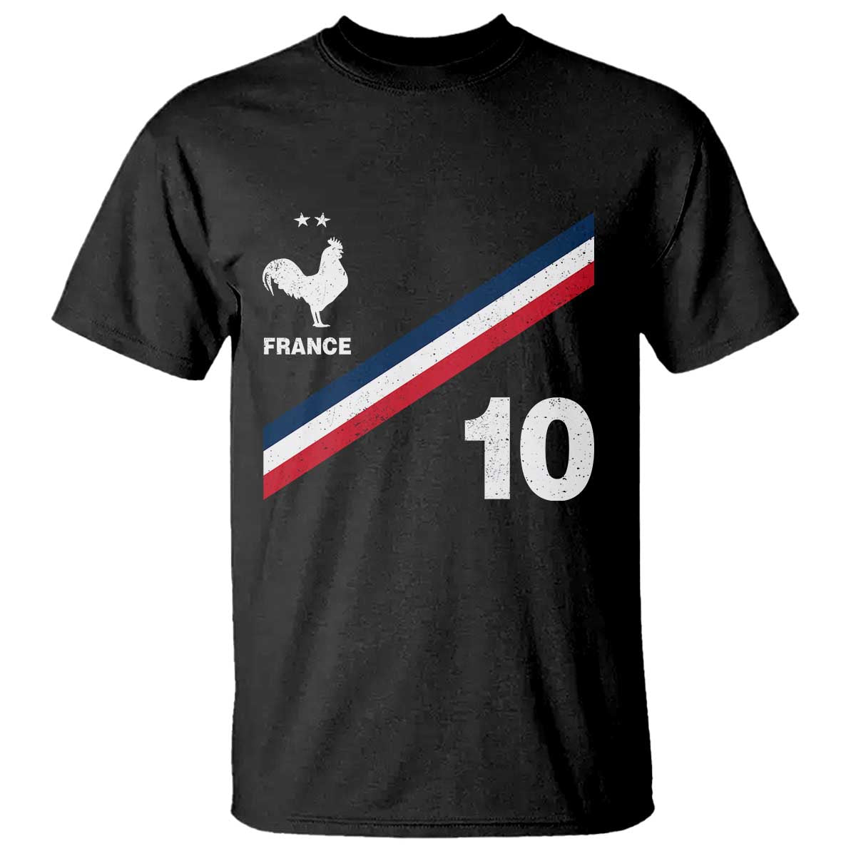 France Football Coq T Shirt French Flag Stripes Number 10 Athletic Soccer National Pride