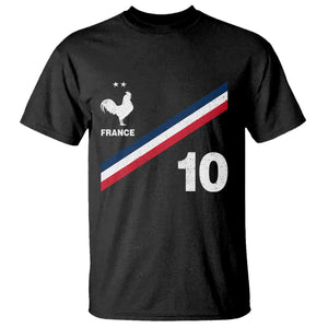 France Football Coq T Shirt French Flag Stripes Number 10 Athletic Soccer National Pride