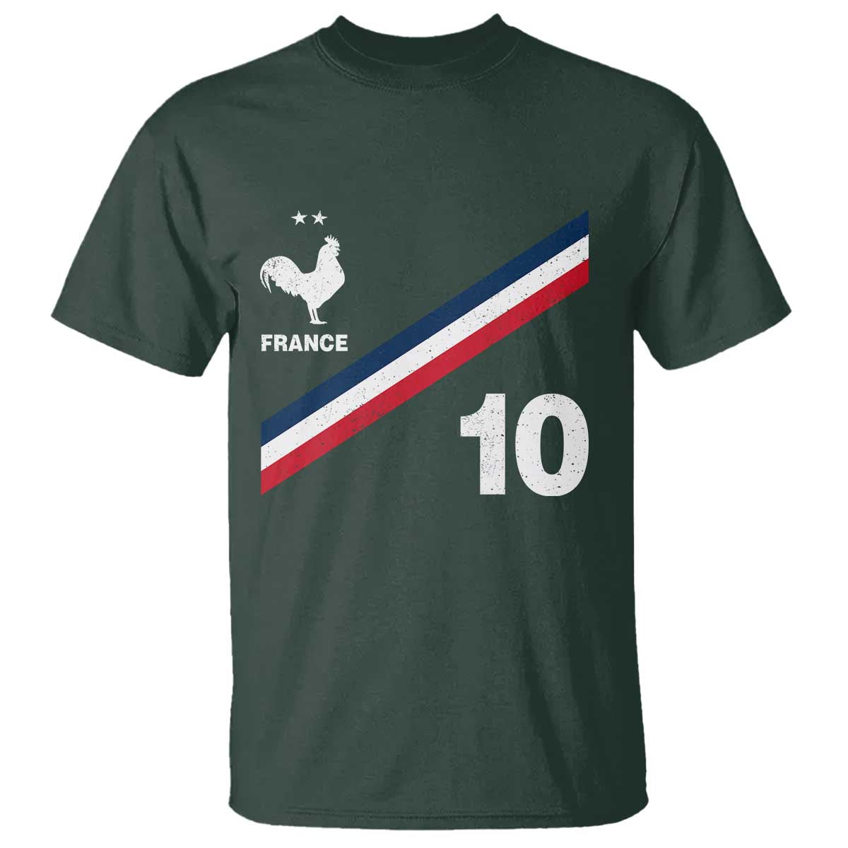 France Football Coq T Shirt French Flag Stripes Number 10 Athletic Soccer National Pride