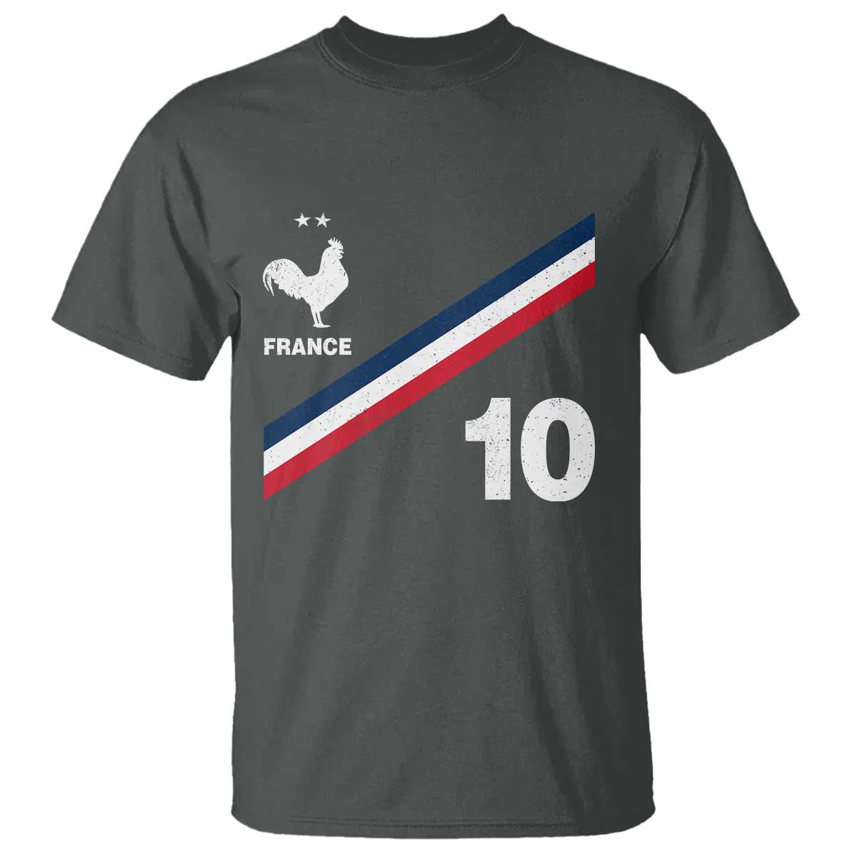 France Football Coq T Shirt French Flag Stripes Number 10 Athletic Soccer National Pride
