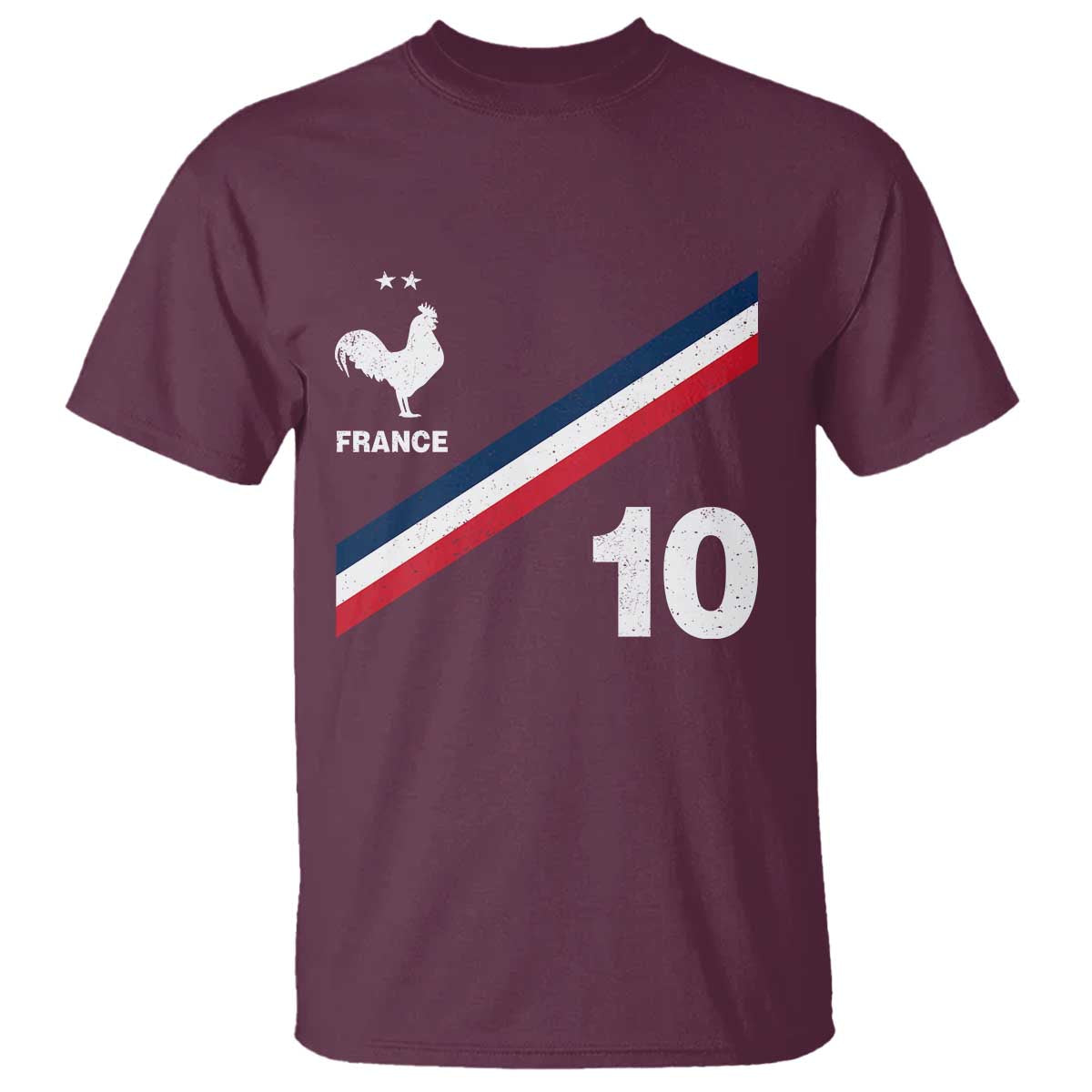 France Football Coq T Shirt French Flag Stripes Number 10 Athletic Soccer National Pride