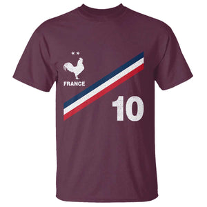 France Football Coq T Shirt French Flag Stripes Number 10 Athletic Soccer National Pride
