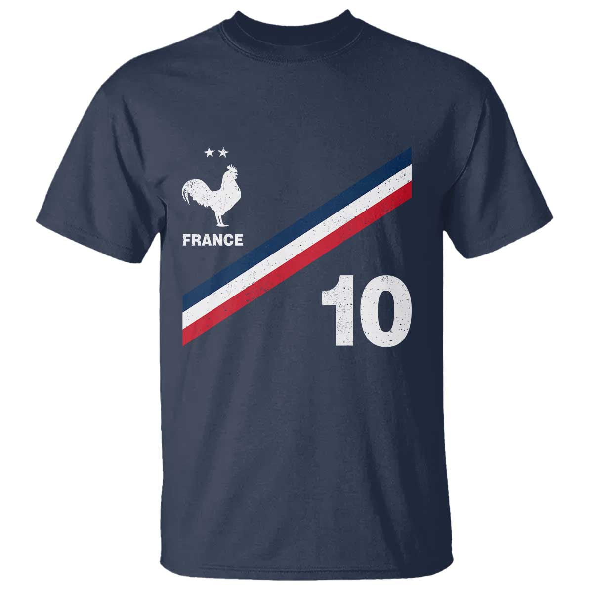 France Football Coq T Shirt French Flag Stripes Number 10 Athletic Soccer National Pride TS11 Navy Print Your Wear