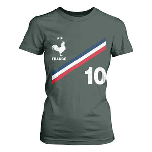 France Football Coq T Shirt For Women French Flag Stripes Number 10 Athletic Soccer National Pride
