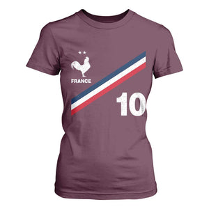 France Football Coq T Shirt For Women French Flag Stripes Number 10 Athletic Soccer National Pride