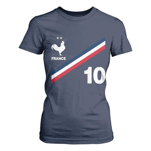 France Football Coq T Shirt For Women French Flag Stripes Number 10 Athletic Soccer National Pride