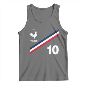 France Football Coq Tank Top French Flag Stripes Number 10 Athletic Soccer National Pride