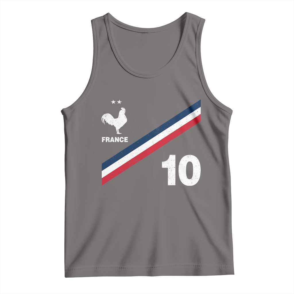 France Football Coq Tank Top French Flag Stripes Number 10 Athletic Soccer National Pride