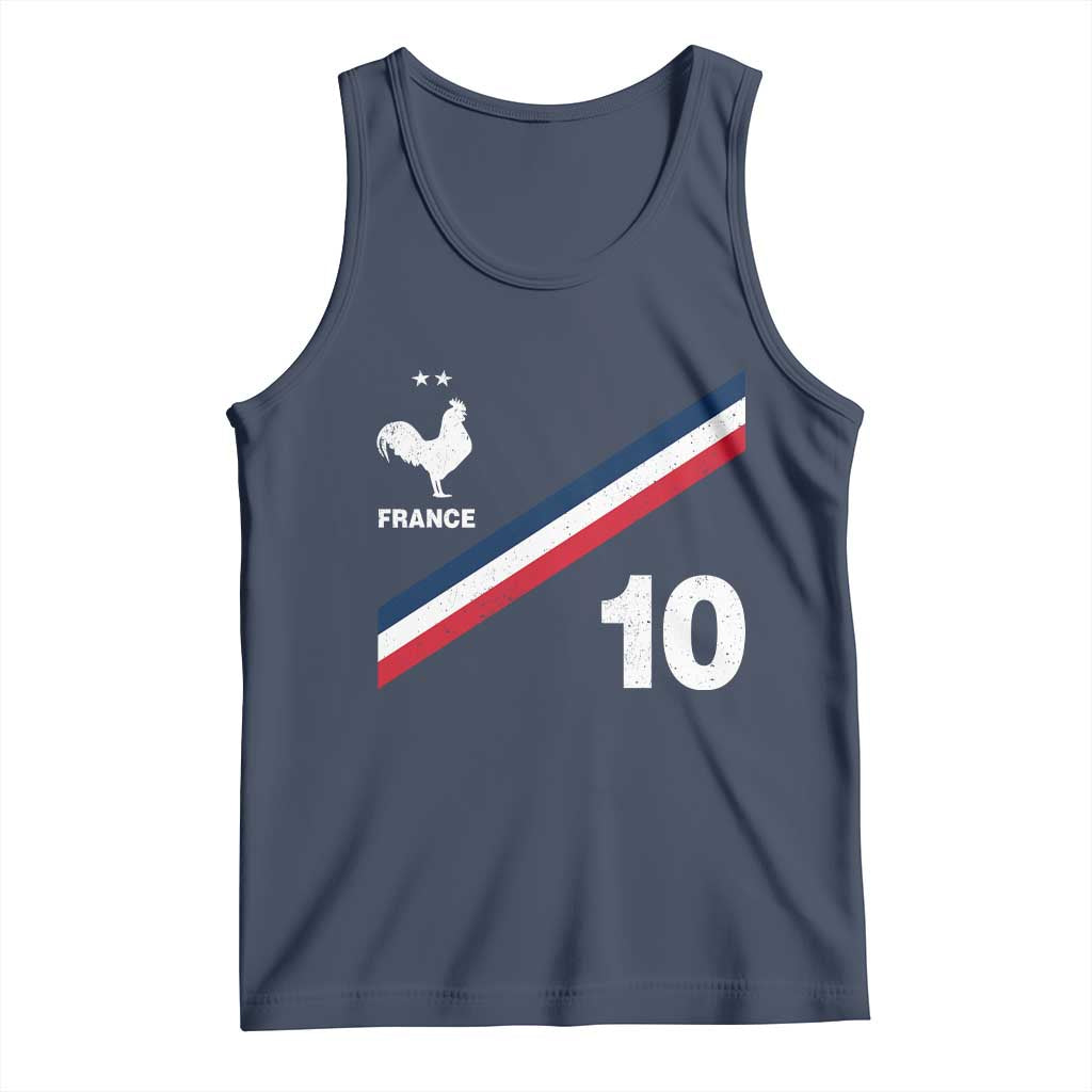 France Football Coq Tank Top French Flag Stripes Number 10 Athletic Soccer National Pride