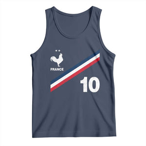 France Football Coq Tank Top French Flag Stripes Number 10 Athletic Soccer National Pride