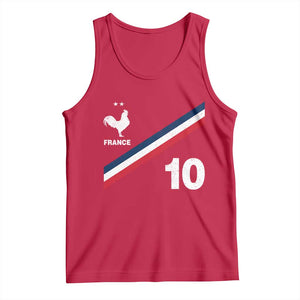 France Football Coq Tank Top French Flag Stripes Number 10 Athletic Soccer National Pride