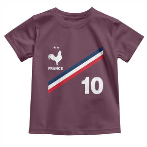 France Football Coq Toddler T Shirt French Flag Stripes Number 10 Athletic Soccer National Pride
