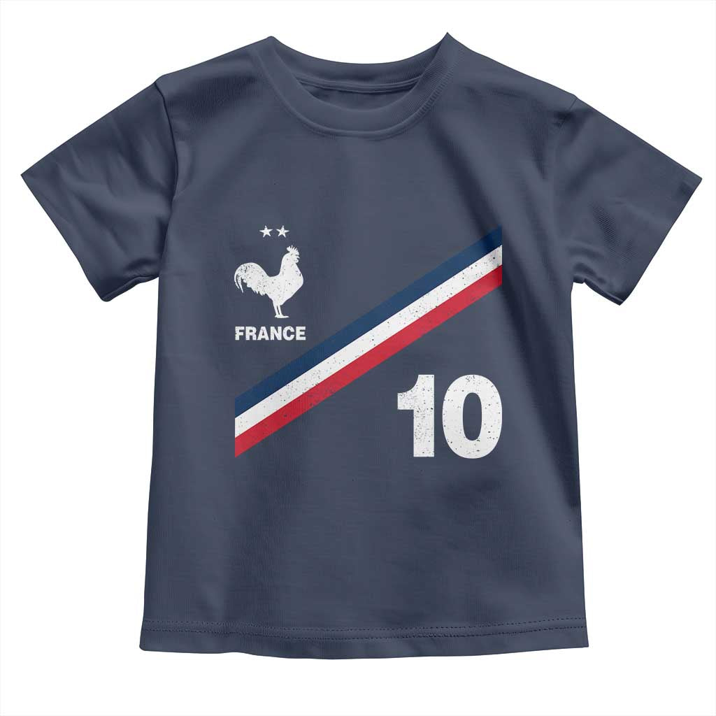 France Football Coq Toddler T Shirt French Flag Stripes Number 10 Athletic Soccer National Pride TS11 Navy Print Your Wear
