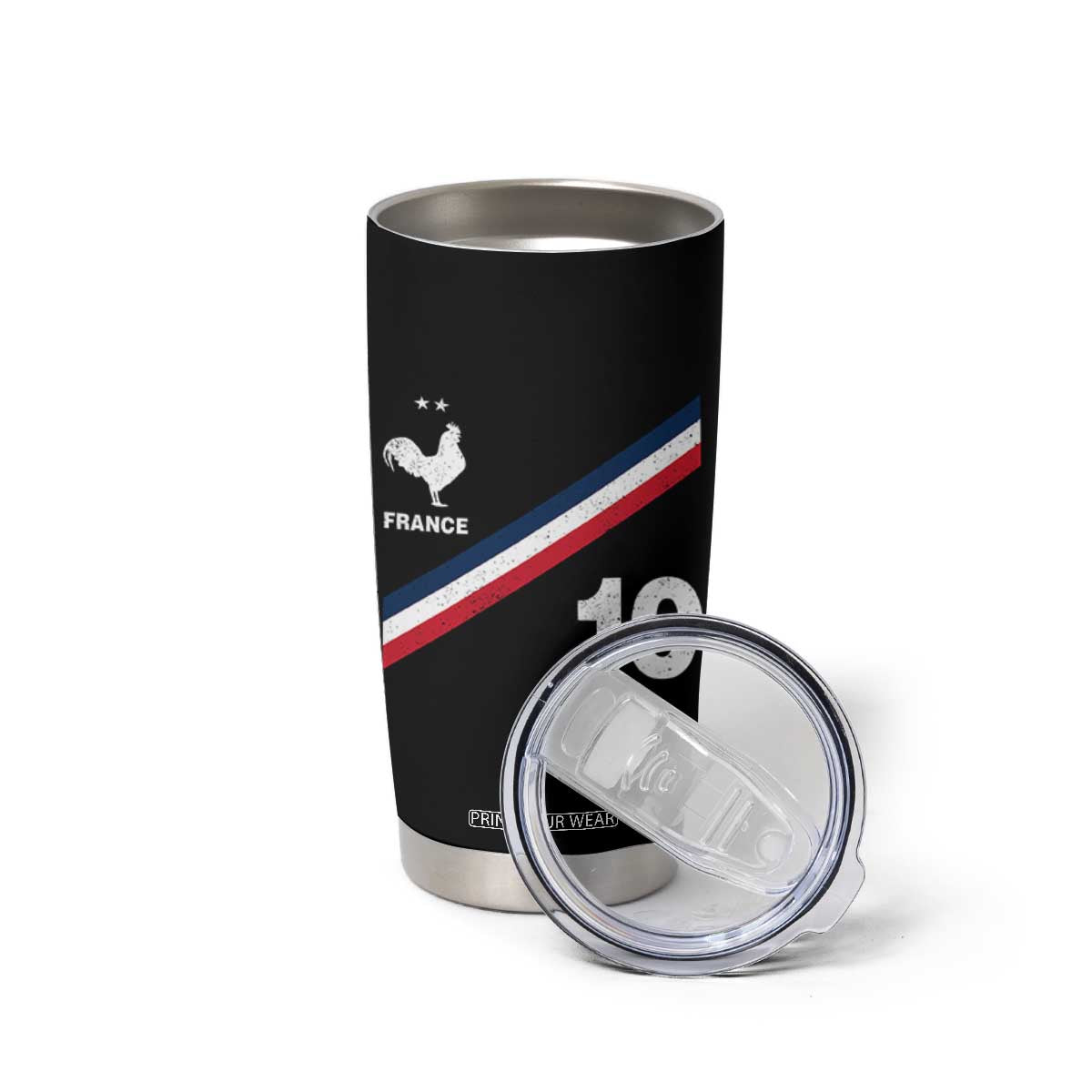 France Football Coq Tumbler Cup French Flag Stripes Number 10 Athletic Soccer National Pride