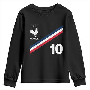 France Football Coq Youth Sweatshirt French Flag Stripes Number 10 Athletic Soccer National Pride