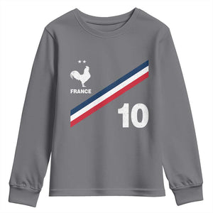 France Football Coq Youth Sweatshirt French Flag Stripes Number 10 Athletic Soccer National Pride