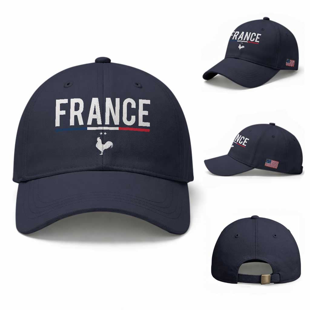 France Gallic Rooster Sports Throwback Design Vintage French Flag Baseball Cap