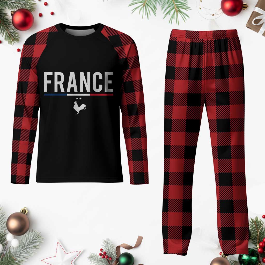 France Gallic Rooster Sports Throwback Design Vintage French Flag Plaid Pajama Set