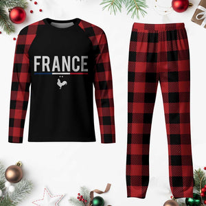 France Gallic Rooster Sports Throwback Design Vintage French Flag Plaid Pajama Set