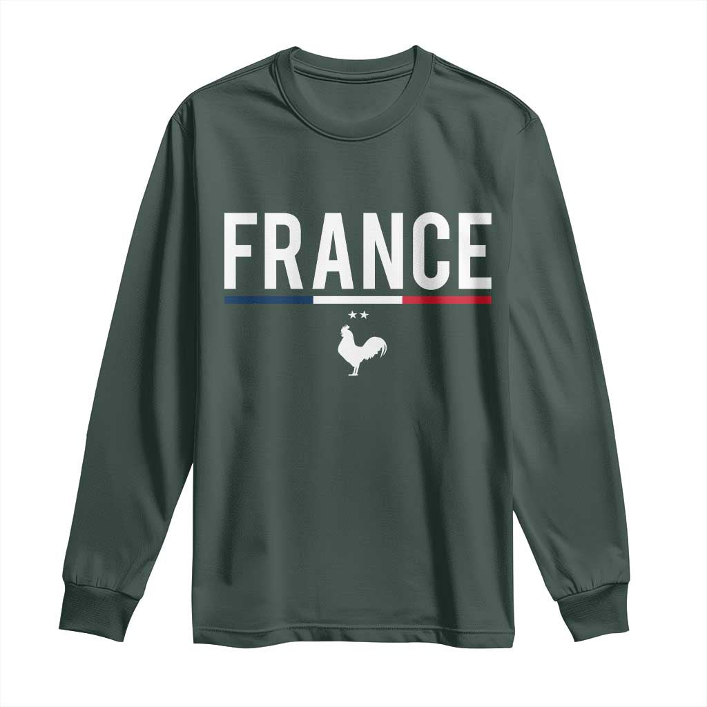 France Gallic Rooster Sports Throwback Design Vintage French Flag Long Sleeve Shirt