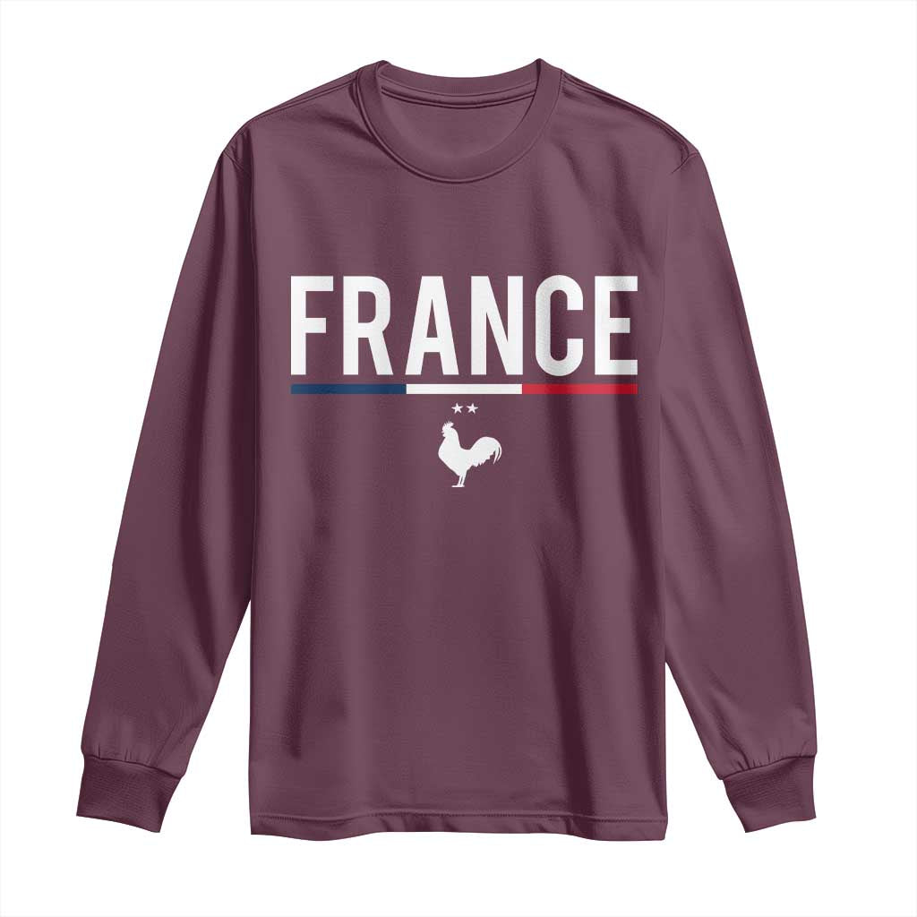France Gallic Rooster Sports Throwback Design Vintage French Flag Long Sleeve Shirt