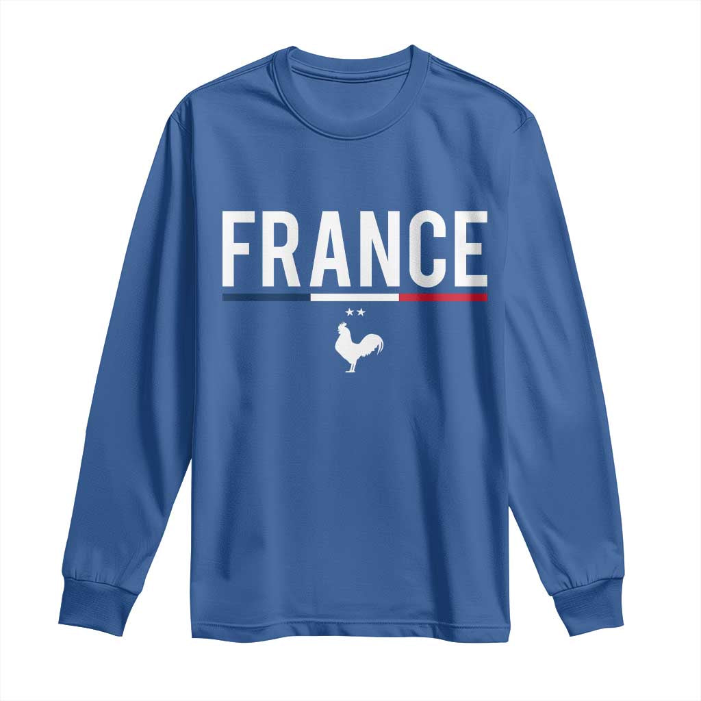 France Gallic Rooster Sports Throwback Design Vintage French Flag Long Sleeve Shirt